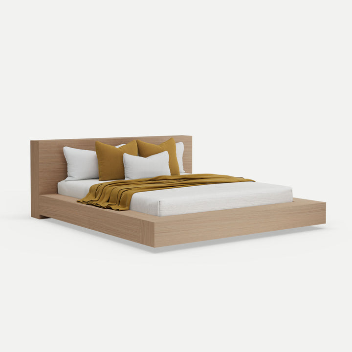 Floating Platform Bed Antares Double - Oak Clear Finish