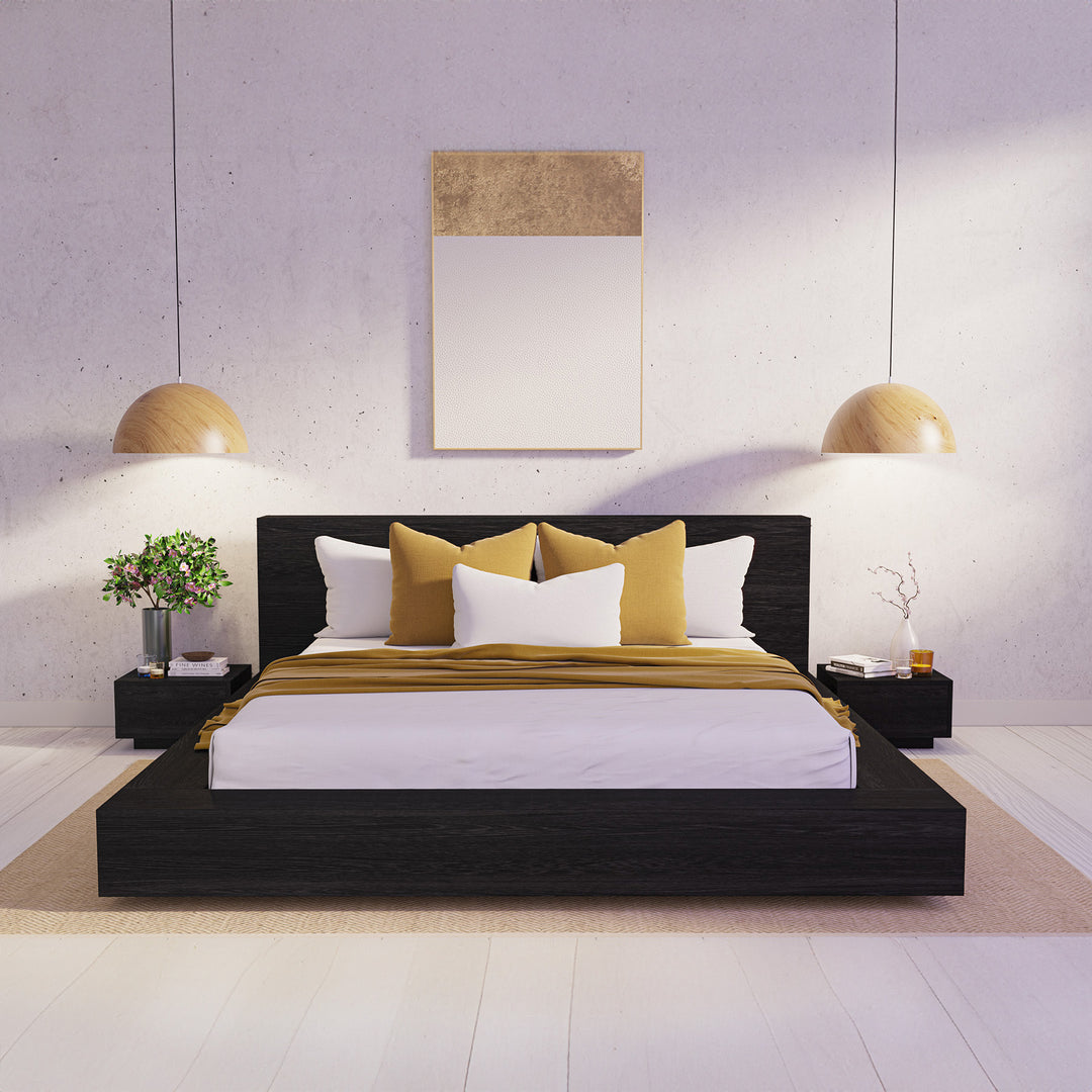 Floating Platform Bed Antares Queen - Jet Black