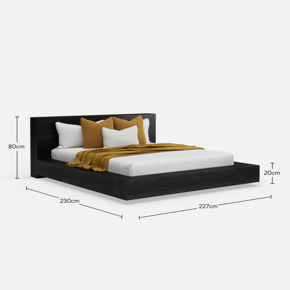Floating Platform Bed Antares King - Jet Black