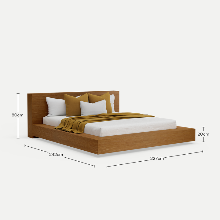 Floating Platform Bed Antares King XL - Walnut Finish