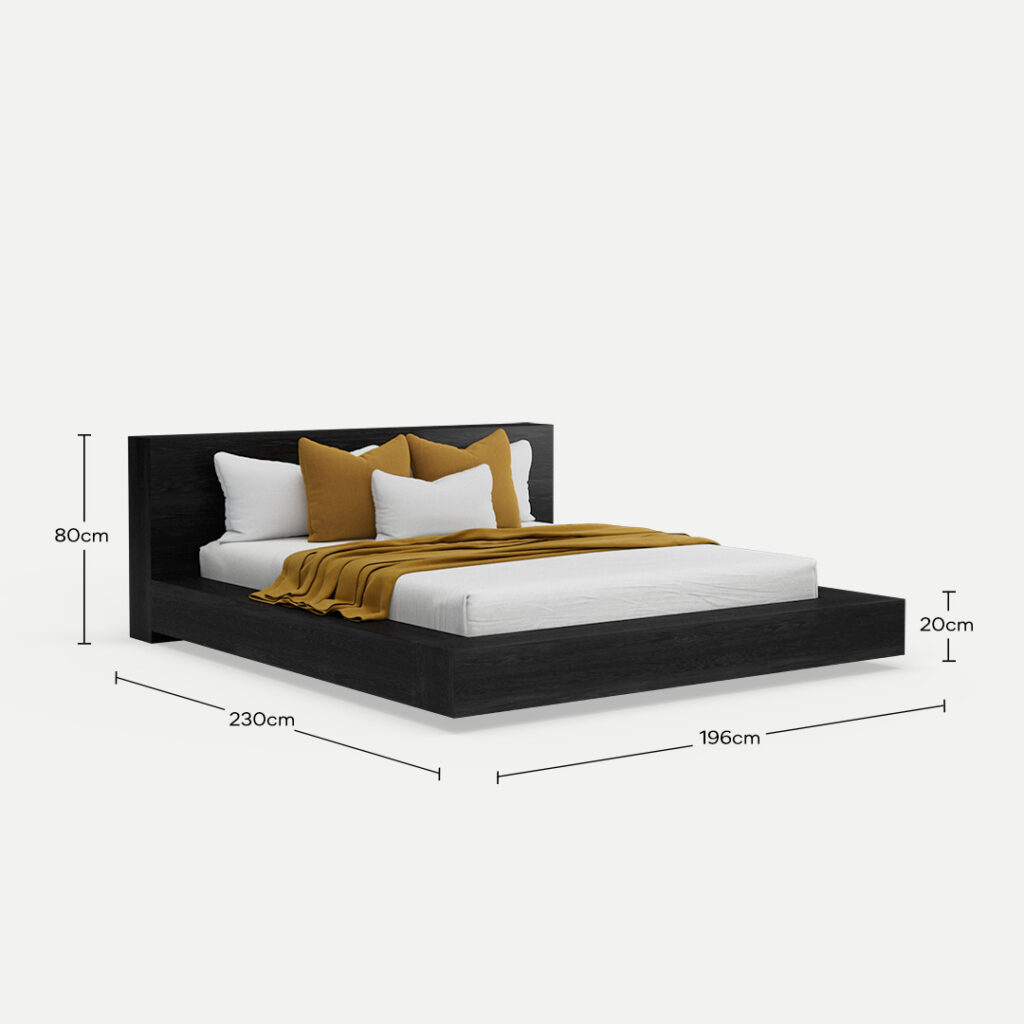 Floating Platform Bed Antares Queen - Jet Black