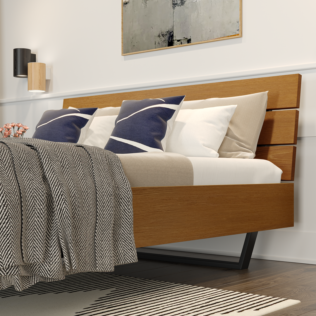 Oak Bed Motto King XL - Walnut Finish