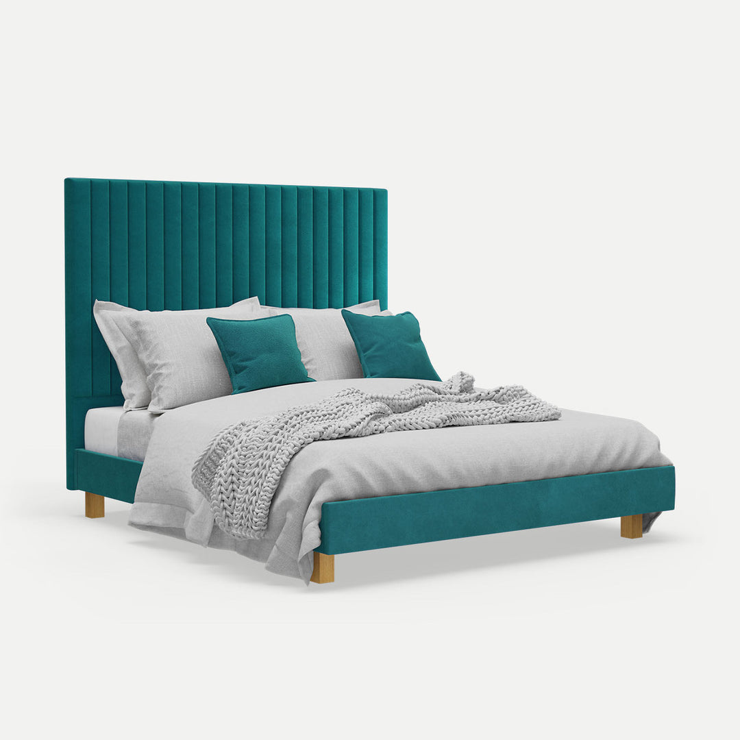 Platform Bed Sirius Double - Adriatic Light Blue Velvet