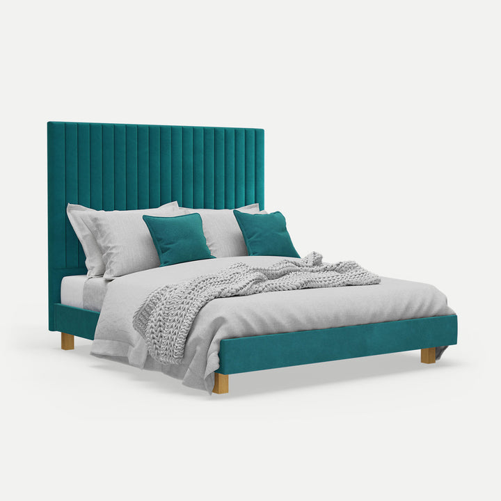 Platform Bed Sirius Queen - Adriatic Light Blue Velvet