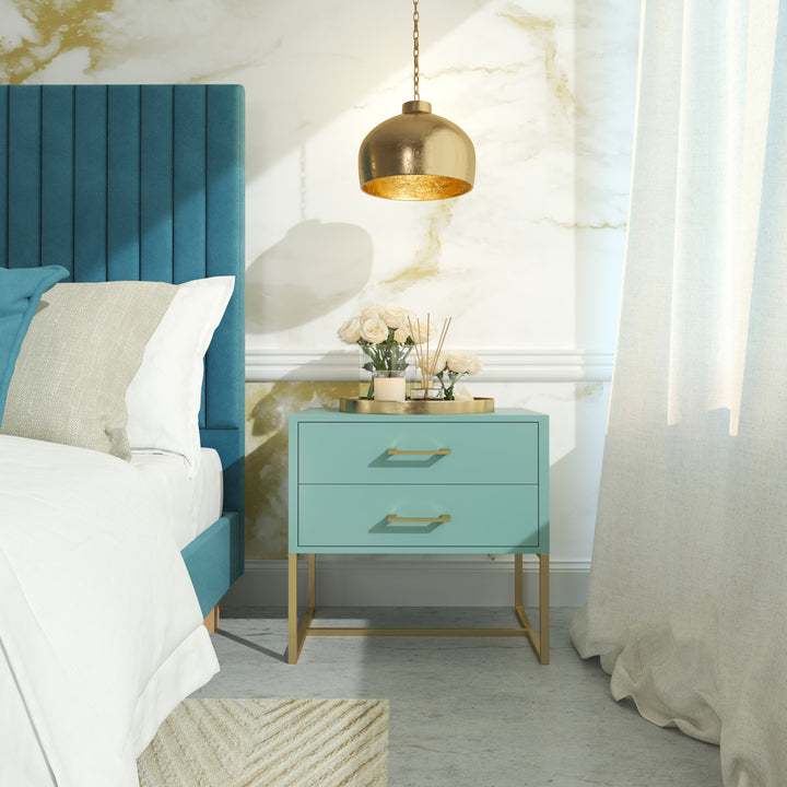 Platform Bed Sirius King XL - Adriatic Light Blue Velvet