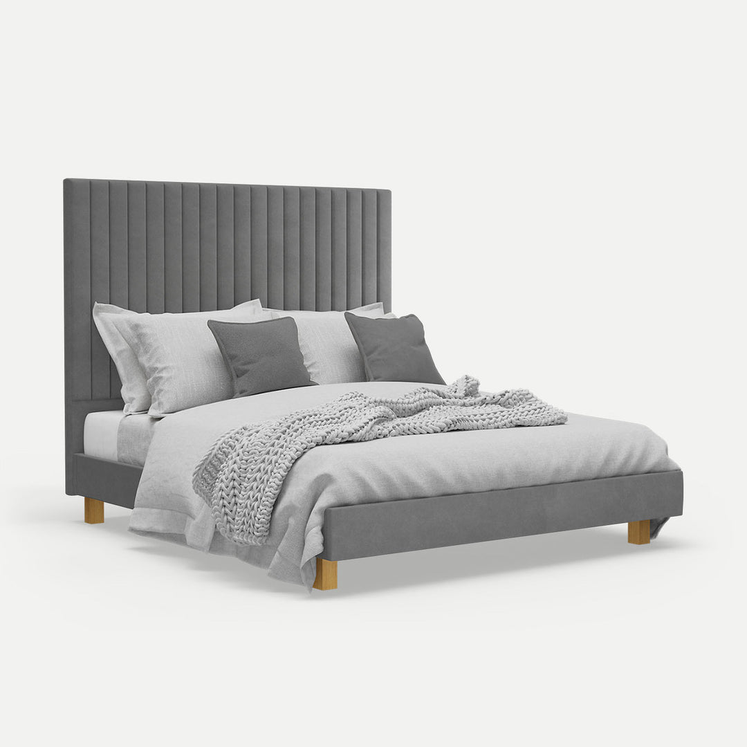 Platform Bed Sirius King - Silver Lining Grey Velvet