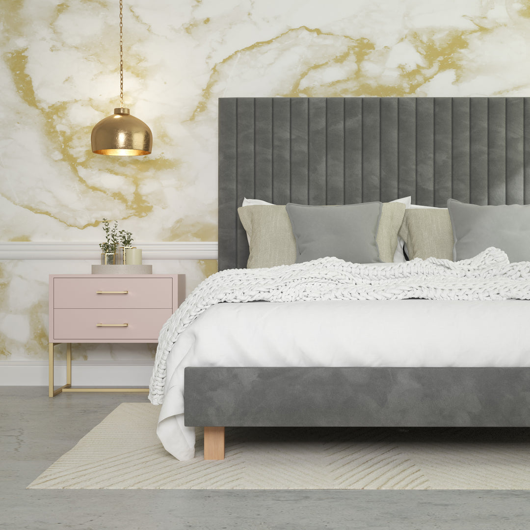 Platform Bed Sirius King - Silver Lining Grey Velvet