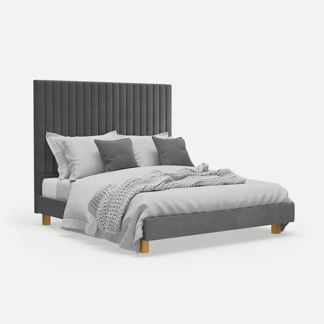 Platform Bed Sirius Queen - Excalibur Grey Velvet