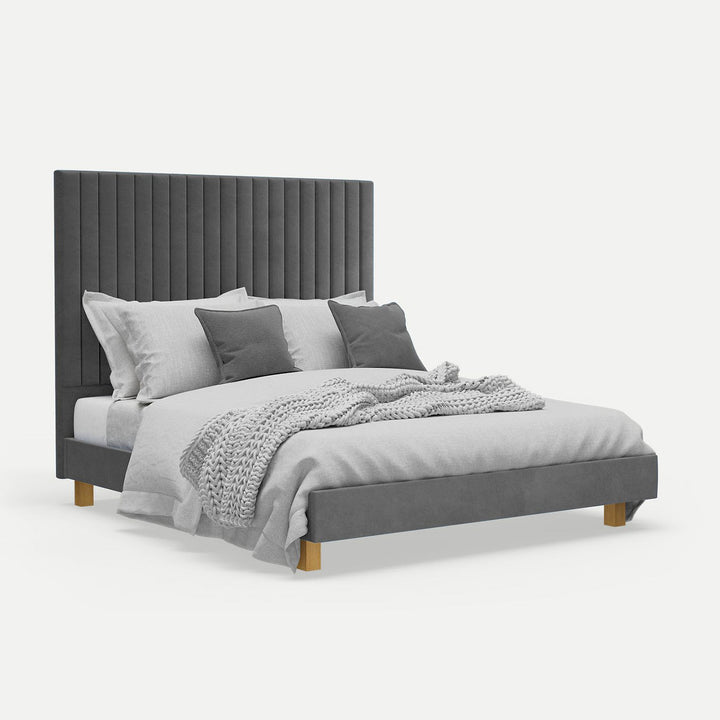 Platform Bed Sirius King XL - Excalibur Grey Velvet