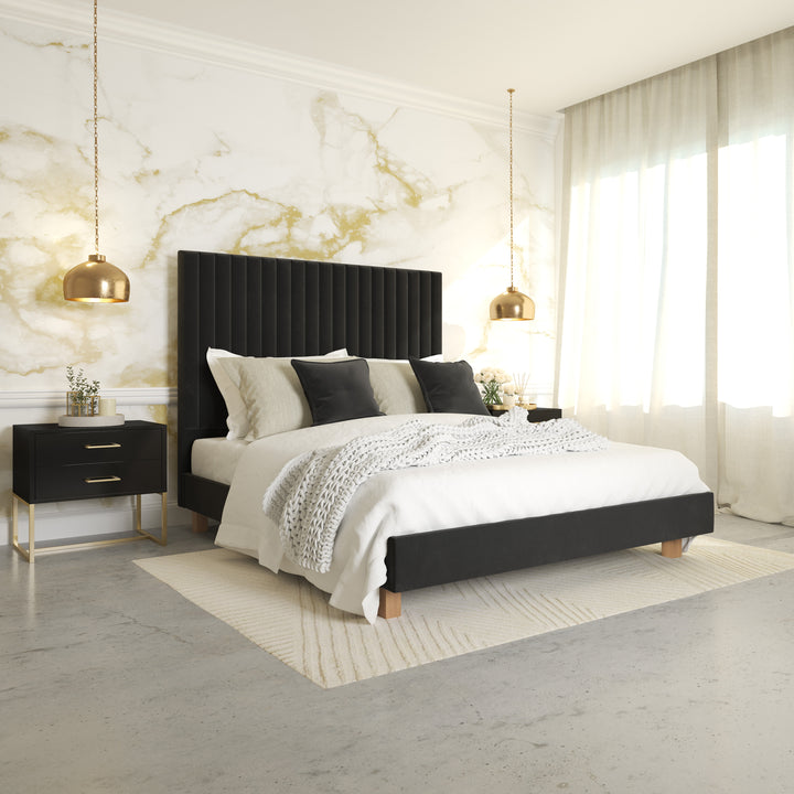 Platform Bed Sirius Double - Phantom Black Velvet