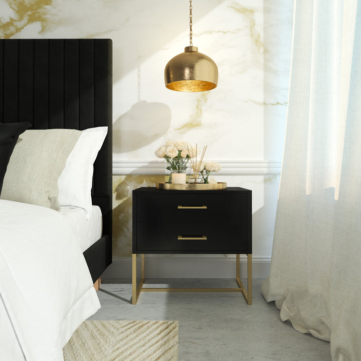 Platform Bed Sirius Queen XL - Phantom Black Velvet