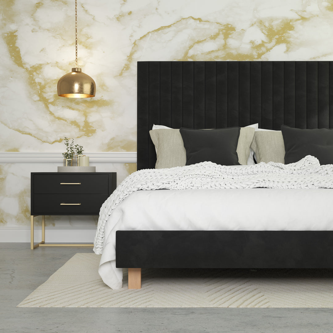 Platform Bed Sirius Double - Phantom Black Velvet