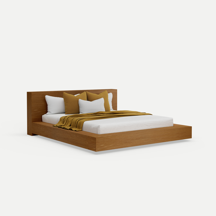 Floating Platform Bed Antares King XL - Walnut Finish