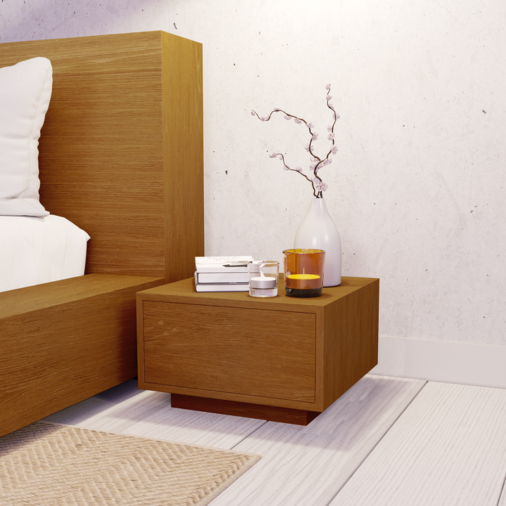 Floating Platform Bed Antares King XL - Walnut Finish