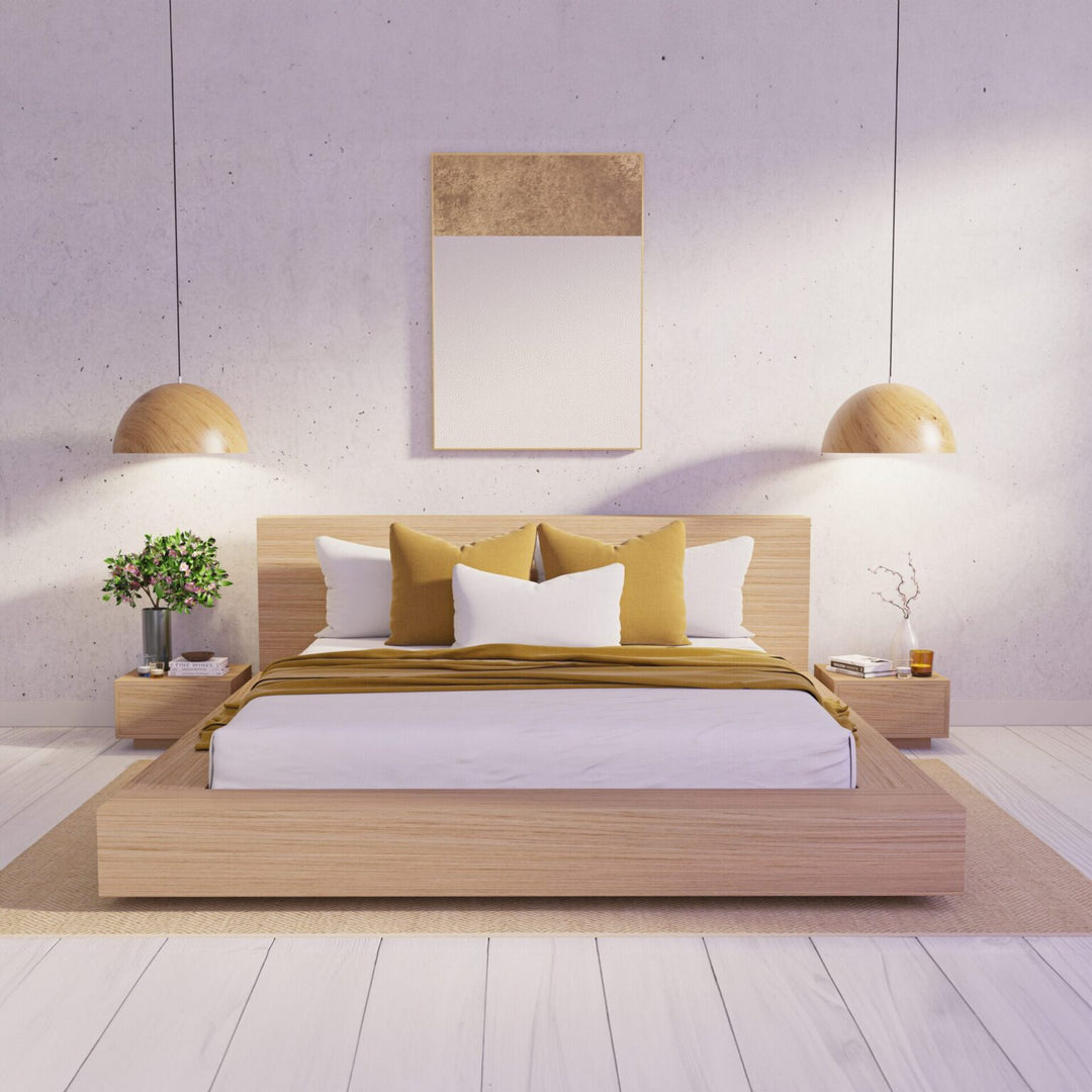 Floating Platform Bed Antares King XL - Oak Clear Finish