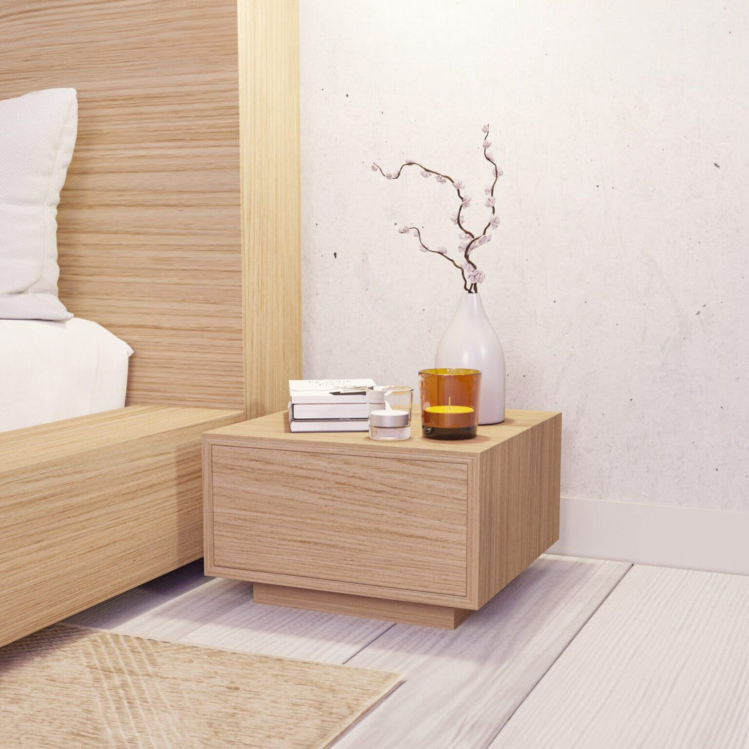 Floating Platform Bed Antares Double - Oak Clear Finish