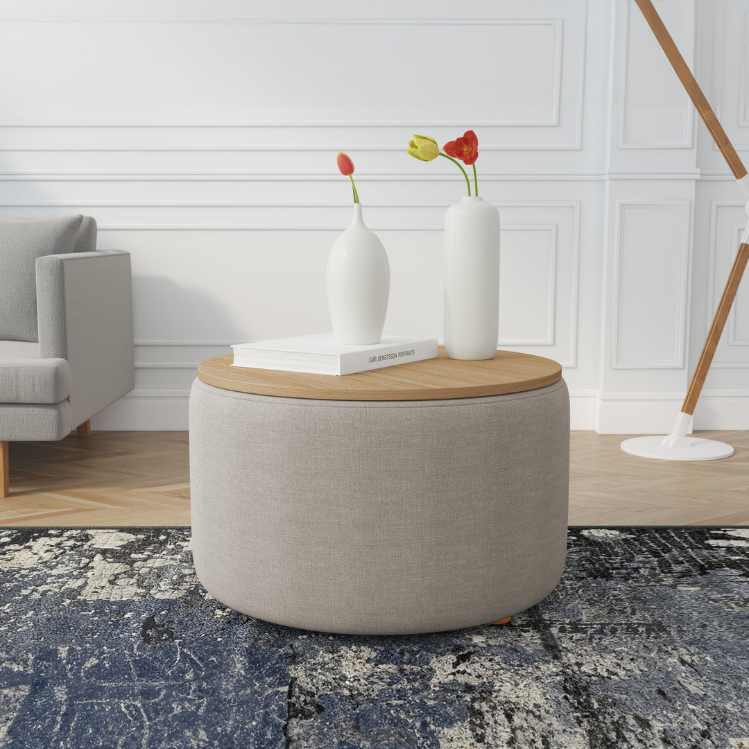 Coffee Table Culla Plaster Beige with Oak Top