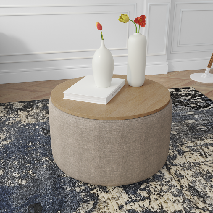 Coffee Table Culla Plaster Beige with Oak Top