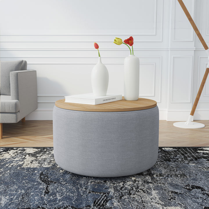 Coffee Table Culla Cement Fabric with Oak Top