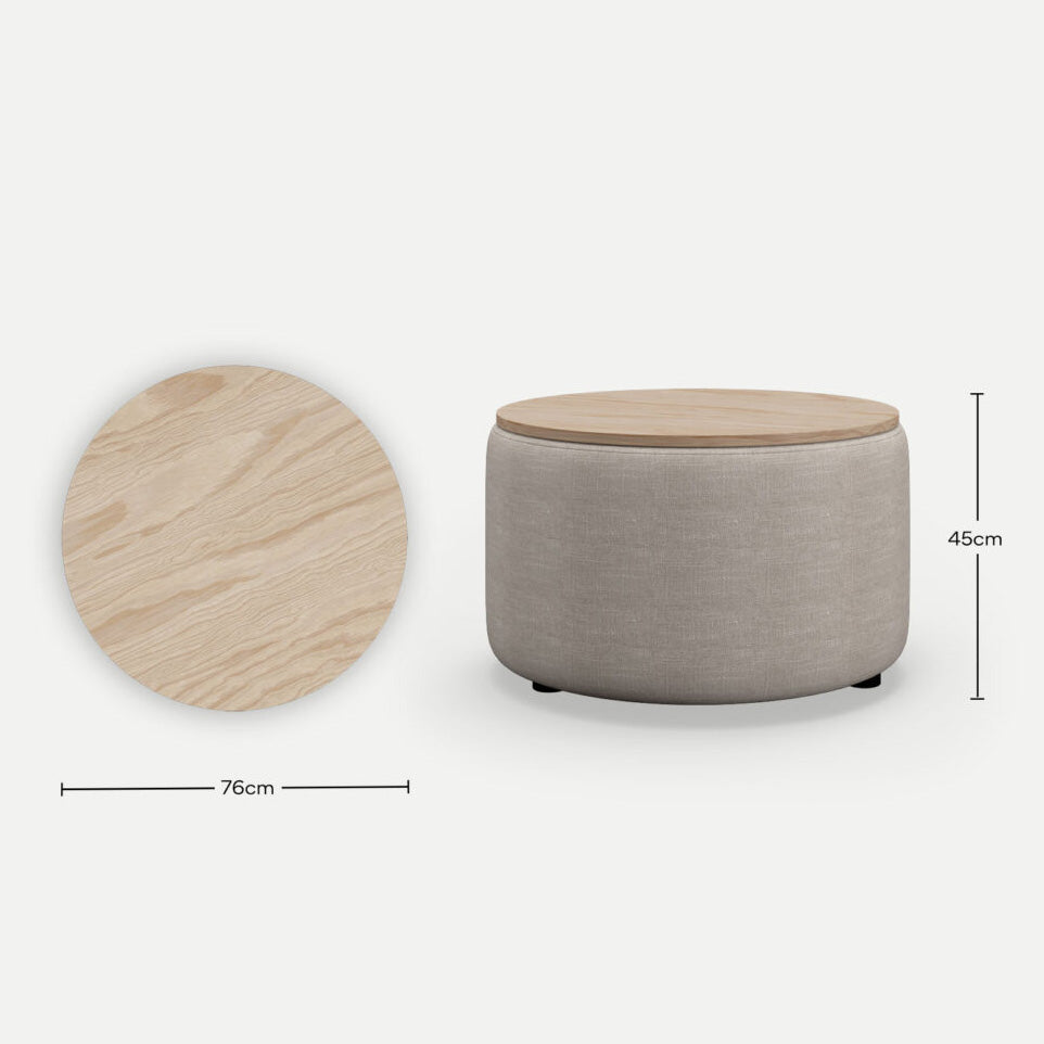 Coffee Table Culla Plaster Beige with Oak Top