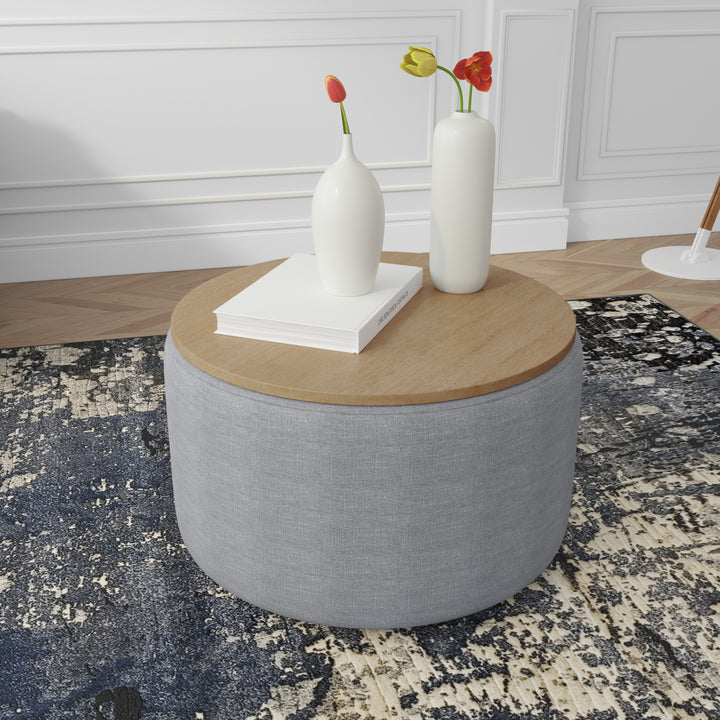 Coffee Table Culla Cement Fabric with Oak Top