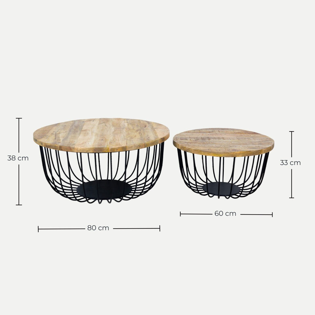 Coffee Table Set Enzo Natural Wood