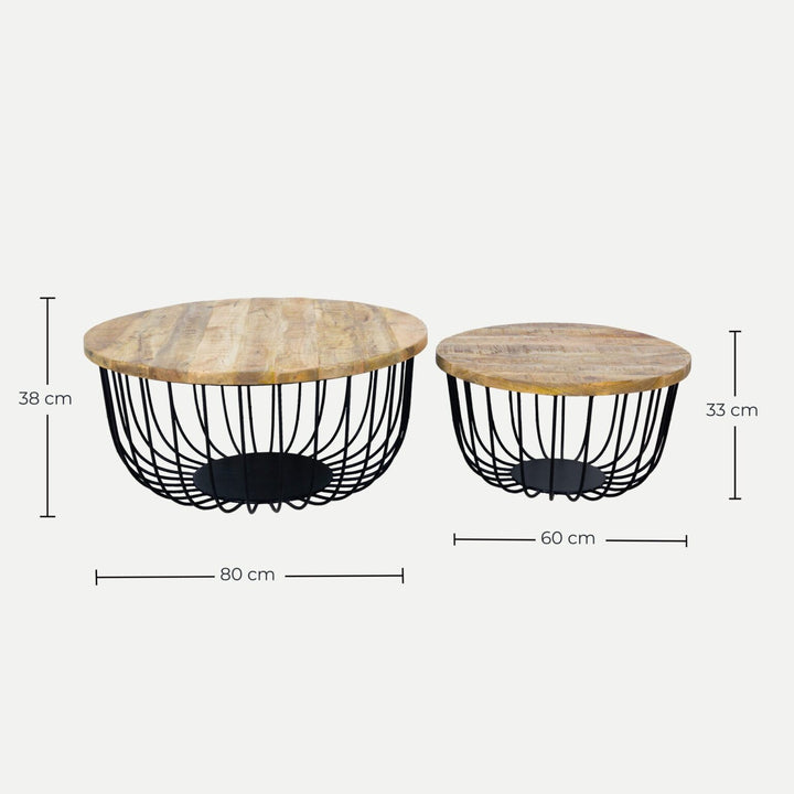 Coffee Table Set Enzo Natural Wood
