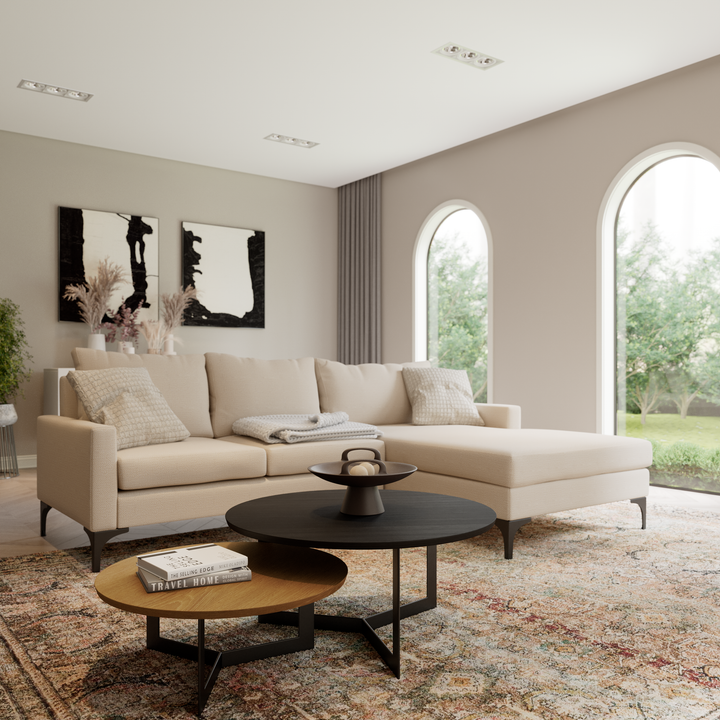 Coffee Table Set Toba Satin Black and Walnut Oak