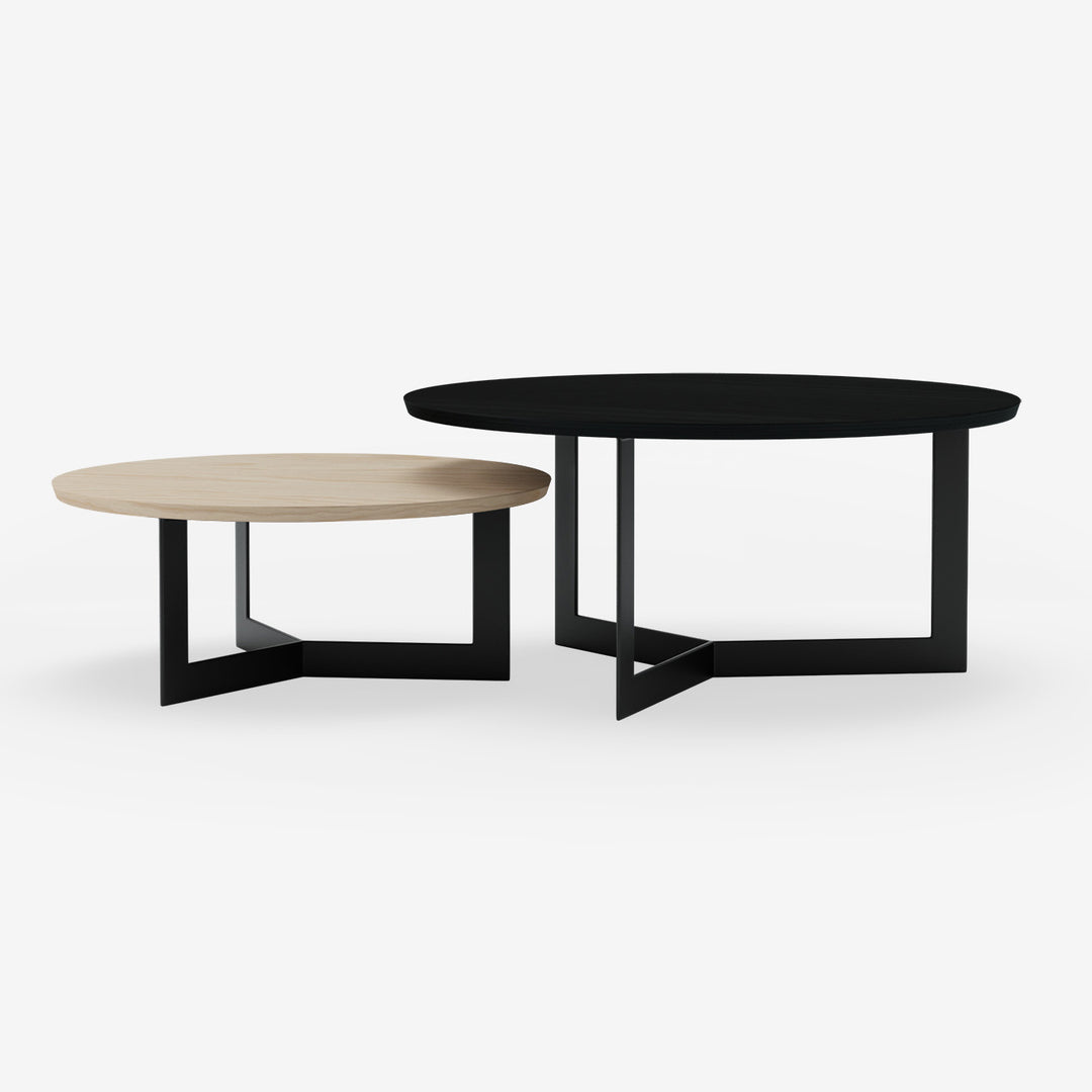 Coffee Table Set Toba Satin Black and White Oak