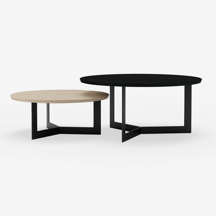 Coffee Table Set Toba Satin Black and White Oak