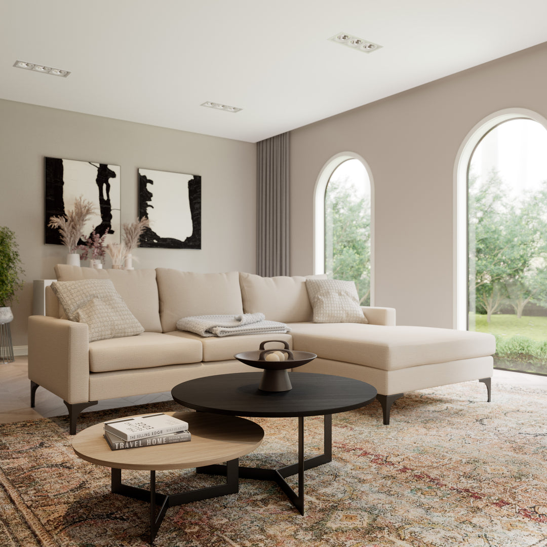 Coffee Table Set Toba Satin Black and White Oak