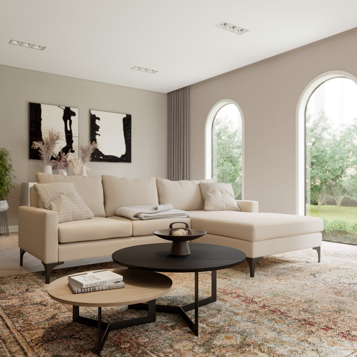 Coffee Table Set Toba Satin Black and White Oak