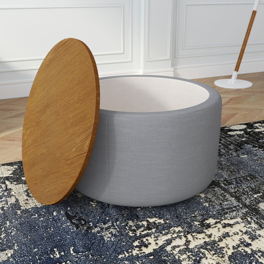 Coffee Table Culla Cement Fabric with Walnut Top