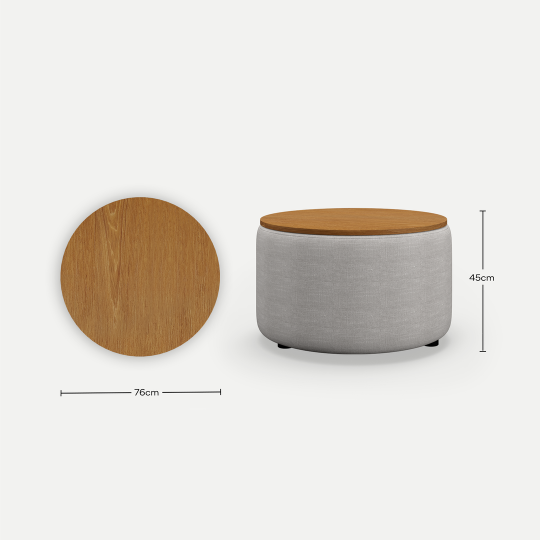 Coffee Table Culla Cement Fabric with Walnut Top