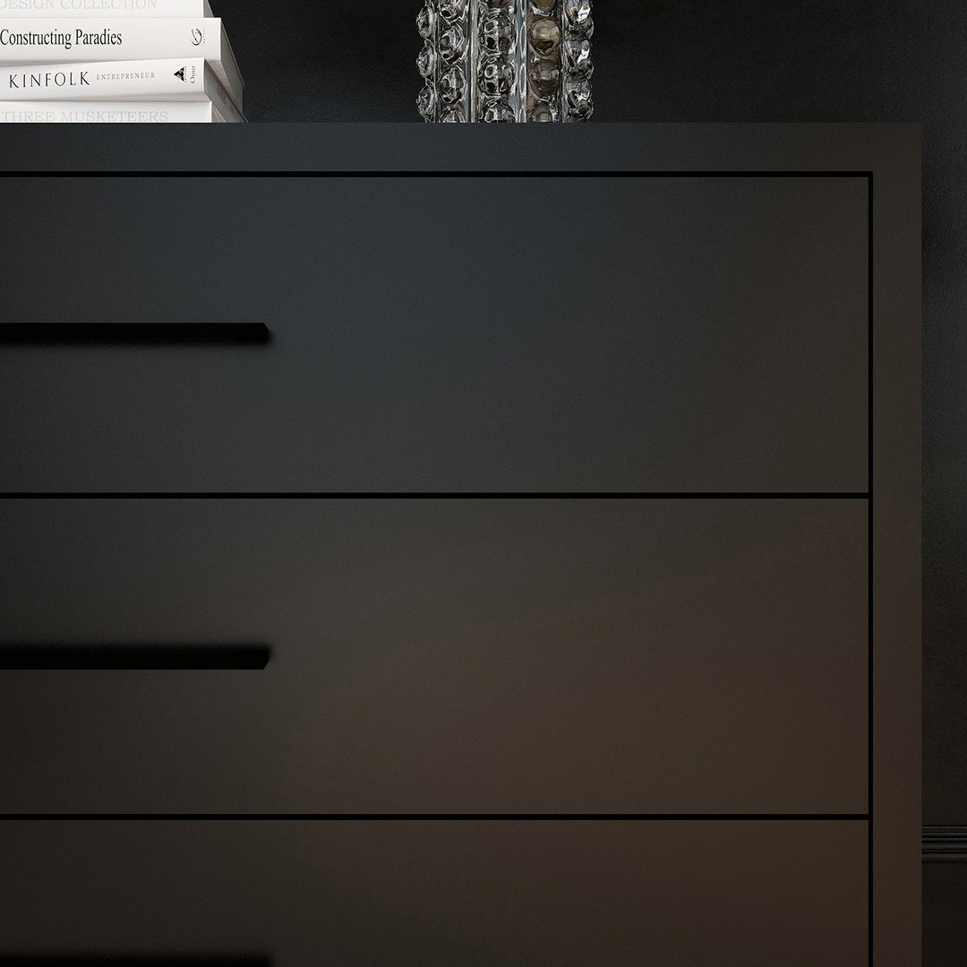 3 Drawer Server Lilo Satin Black - Black Frame