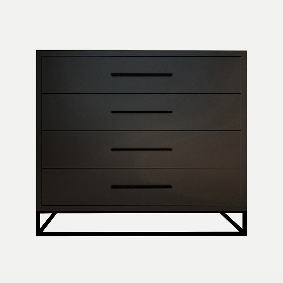 4 Drawer Server Lilo Satin Black - Black Frame