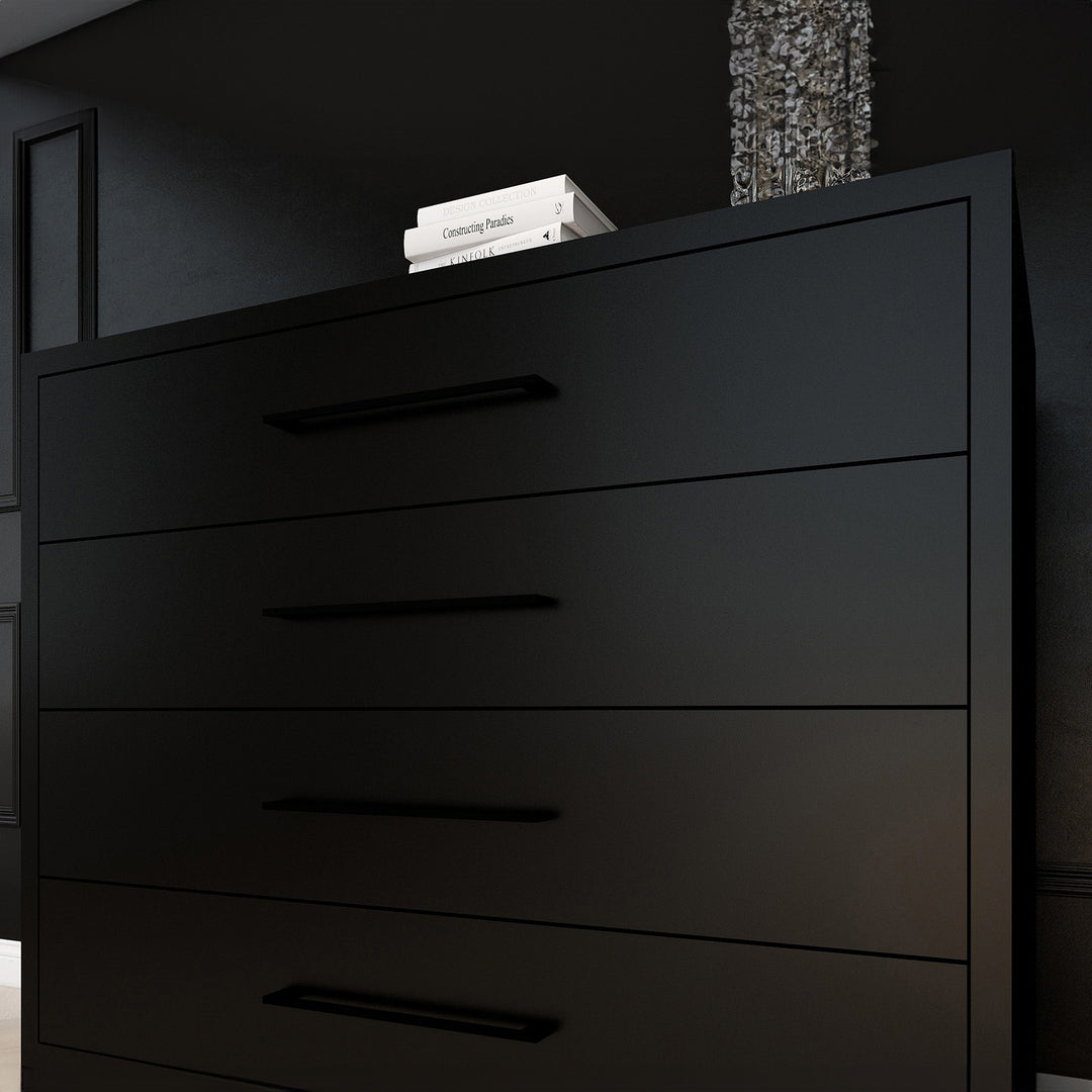 4 Drawer Server Lilo Satin Black - Black Frame