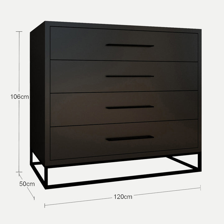 4 Drawer Server Lilo Satin Black - Black Frame