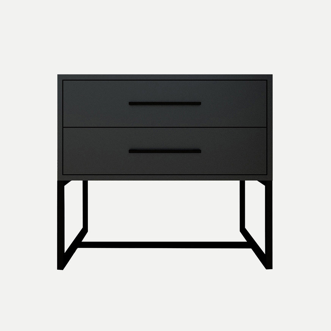Bedside Pedestal Lilo Satin Black - Black Frame