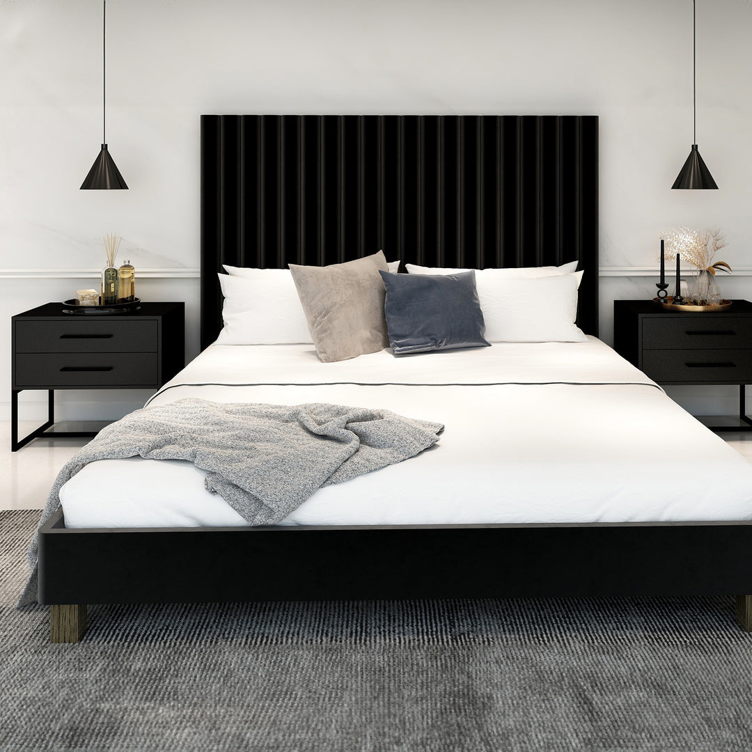 Bedside Pedestal Lilo Satin Black - Black Frame