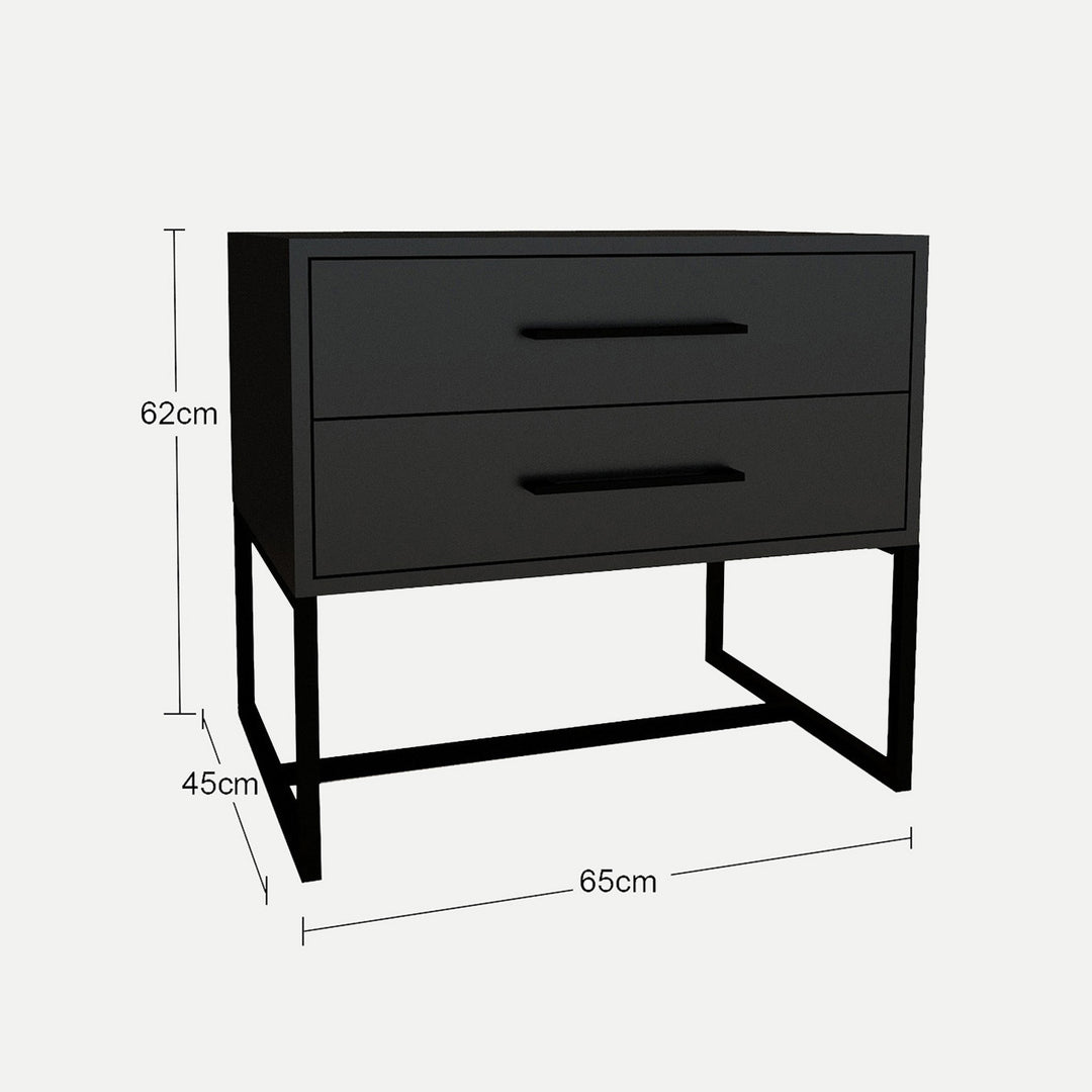 Bedside Pedestal Lilo Satin Black - Black Frame