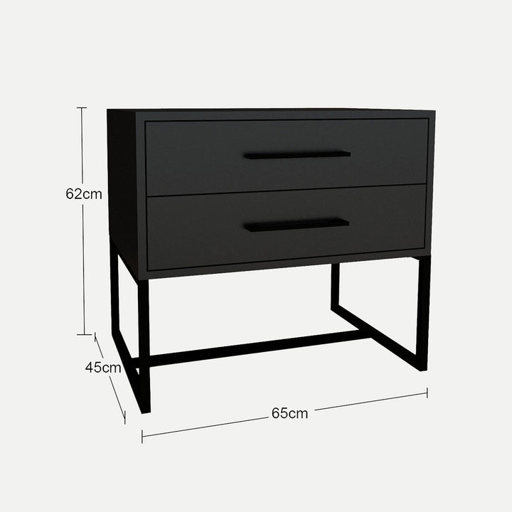 Bedside Pedestal Lilo Satin Black - Black Frame