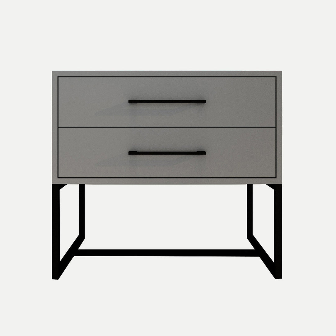 Bedside Pedestal Lilo Satin Dark Grey -  Black Frame