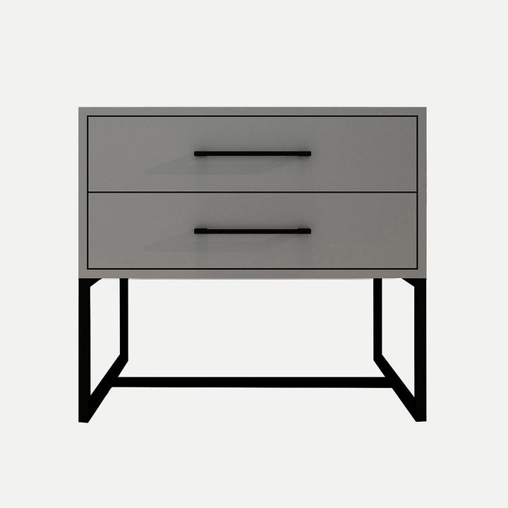 Bedside Pedestal Lilo Satin Dark Grey -  Black Frame