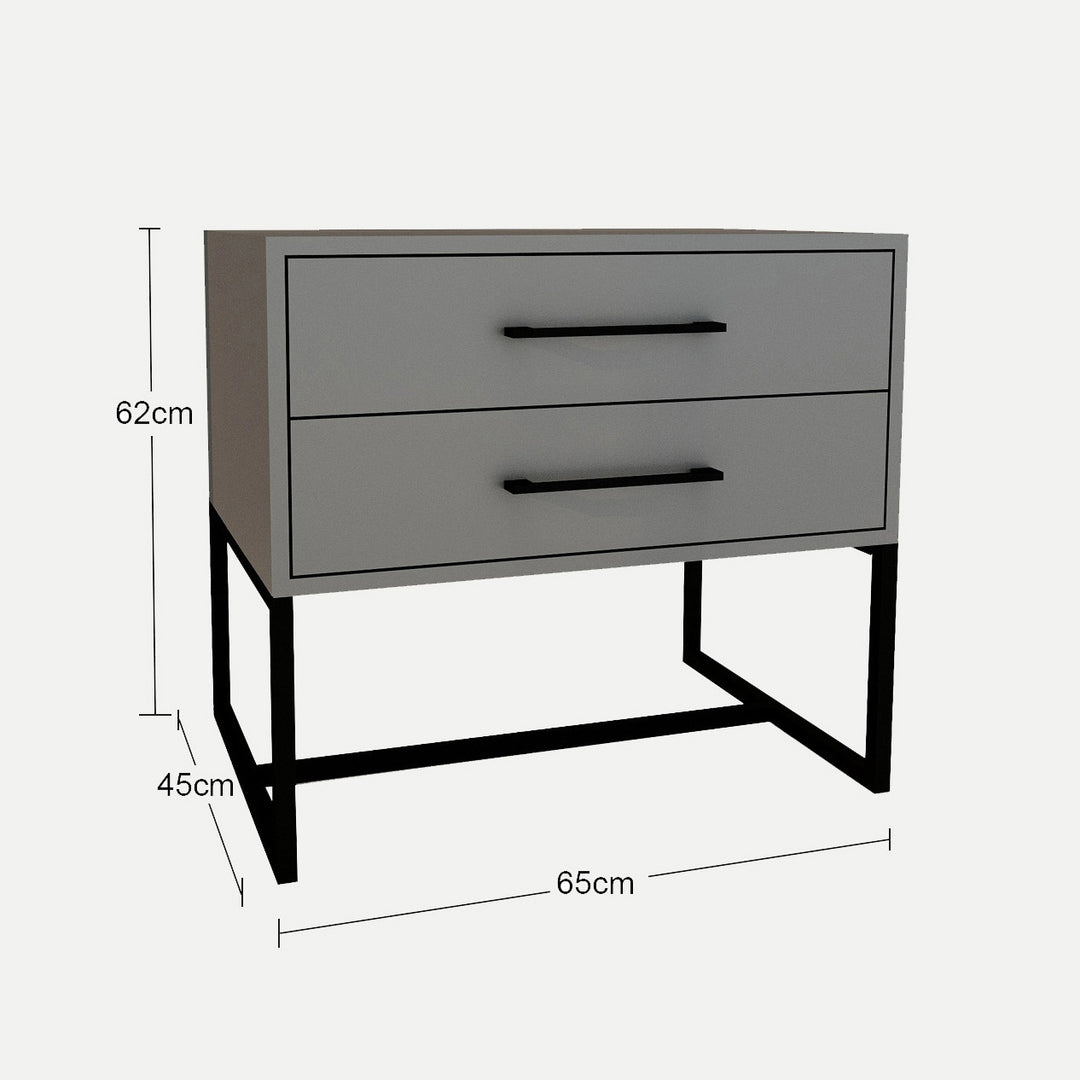 Bedside Pedestal Lilo Satin Dark Grey -  Black Frame