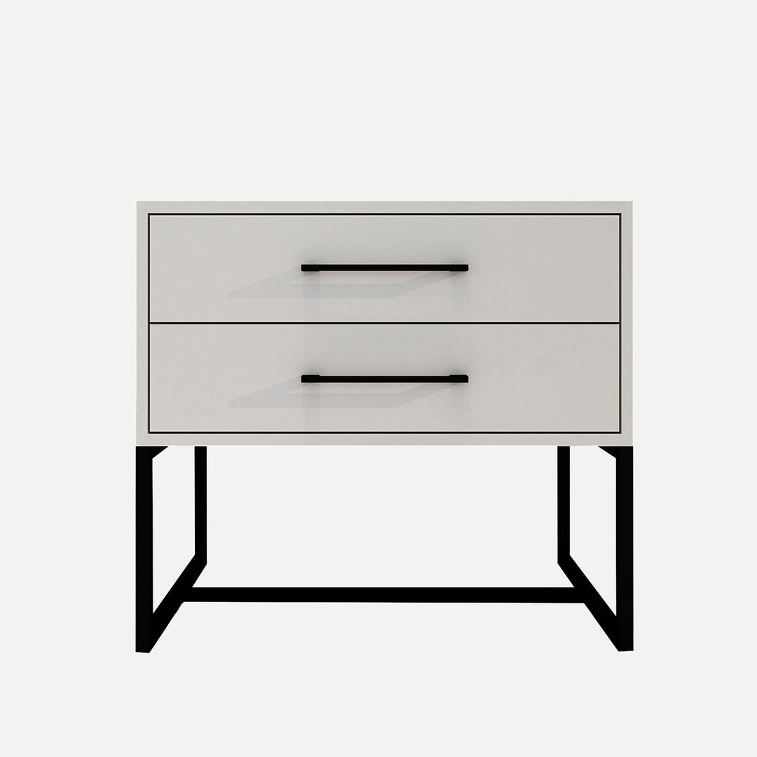Bedside Pedestal Lilo Satin Light Grey -  Black Frame