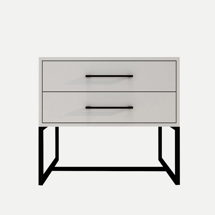 Bedside Pedestal Lilo Satin Light Grey -  Black Frame