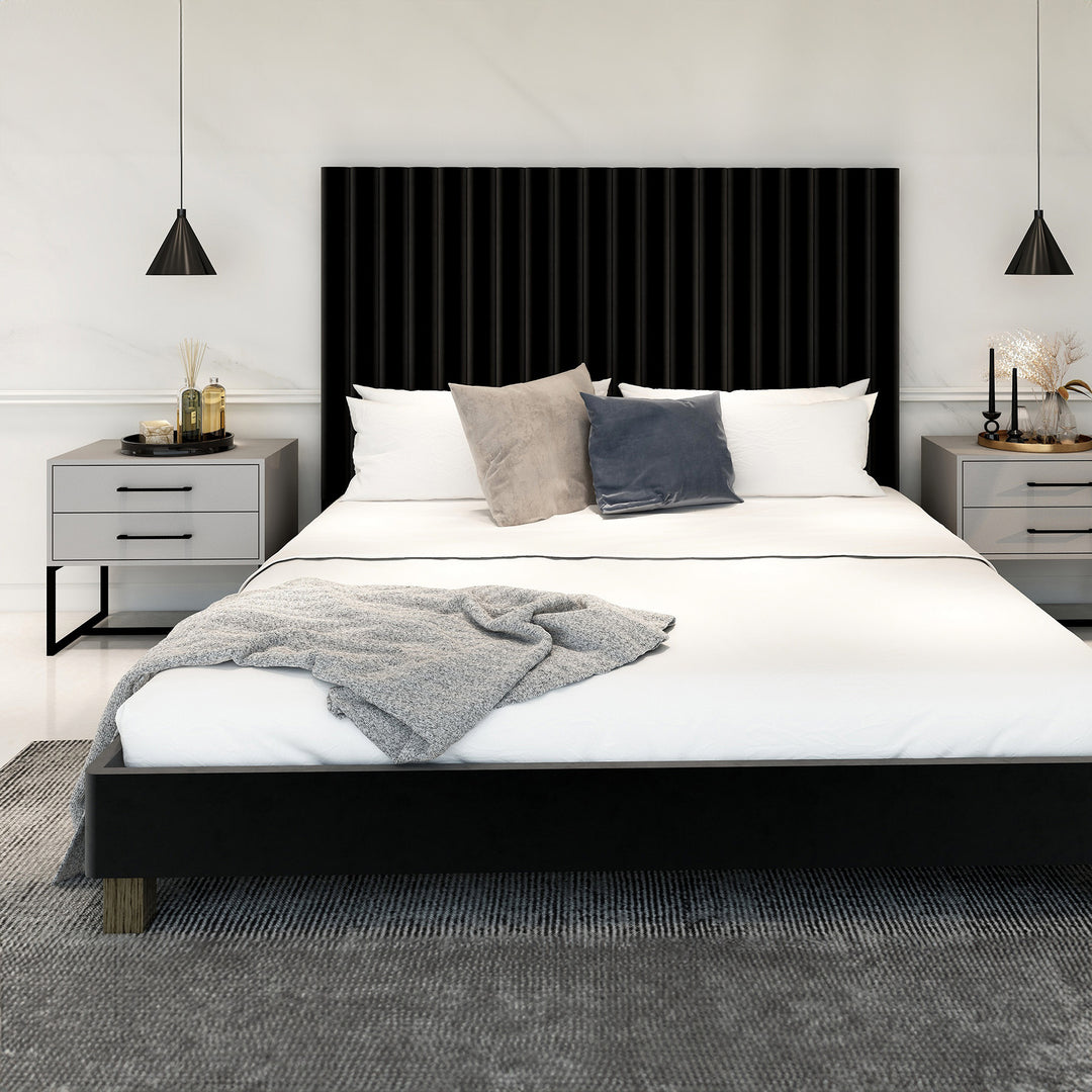 Bedside Pedestal Lilo Satin Light Grey -  Black Frame