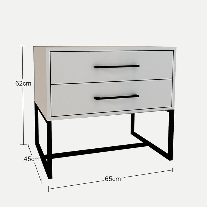 Bedside Pedestal Lilo Satin Light Grey -  Black Frame