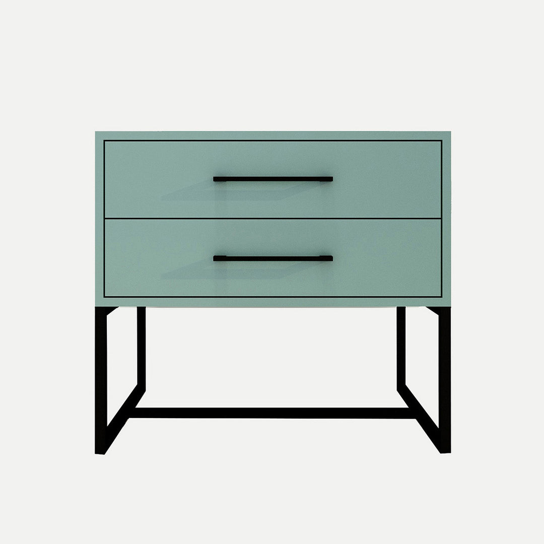 Bedside Pedestal Lilo Satin Turquoise -  Black Frame